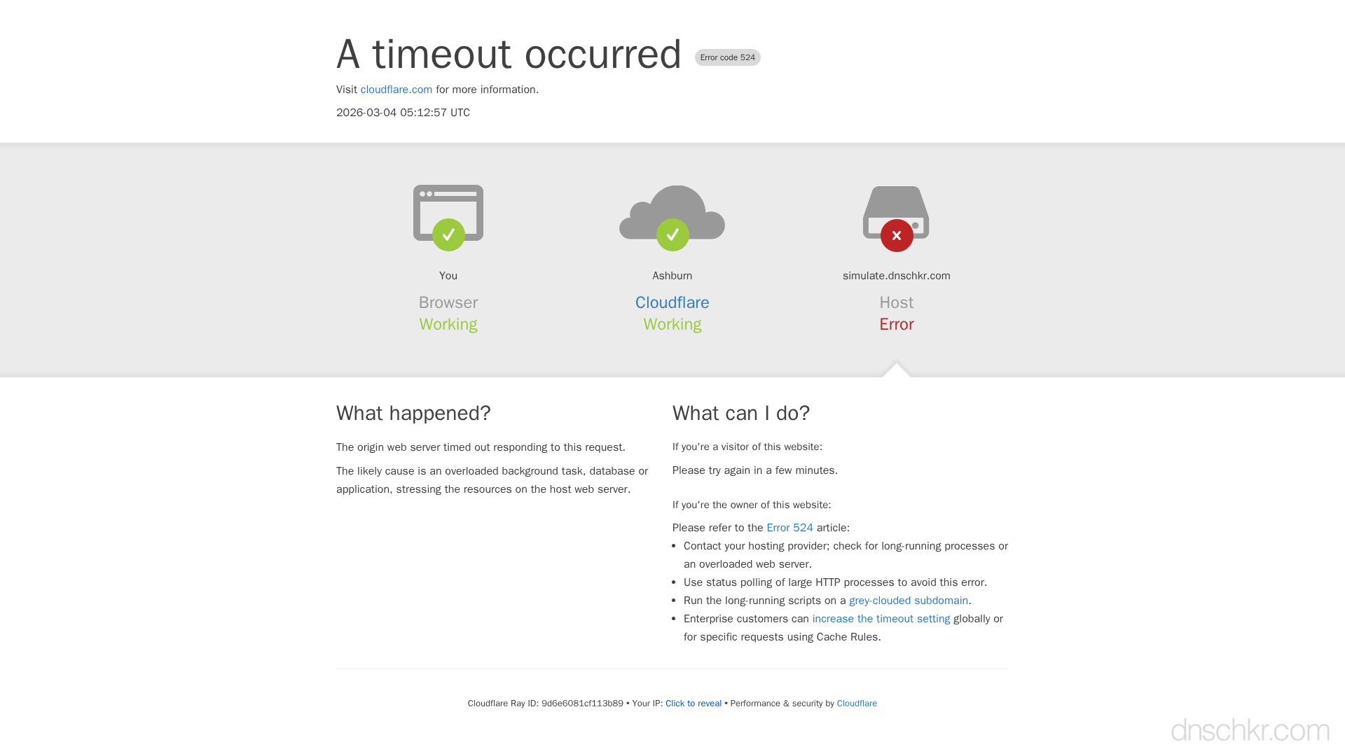 Screenshot of a Cloudflare 522 Connection Timed Out error page in a web browser
