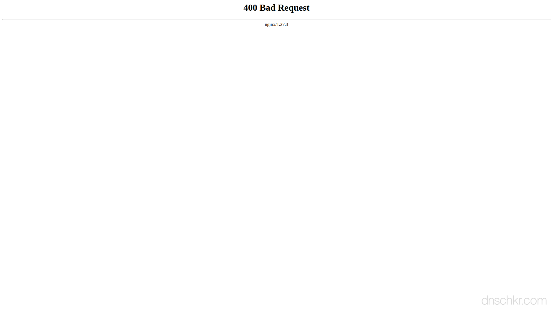 Screenshot of an Nginx 400 Bad Request error page in a web browser