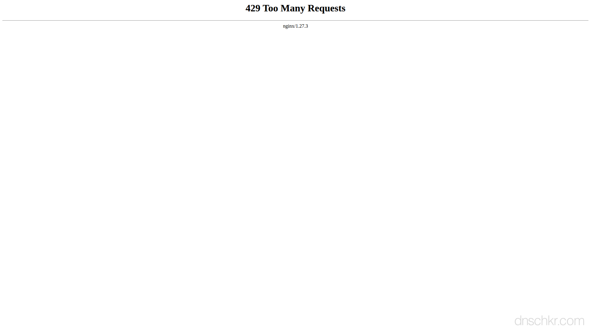 Screenshot of an Nginx 429 Too Many Requests error page in a web browser