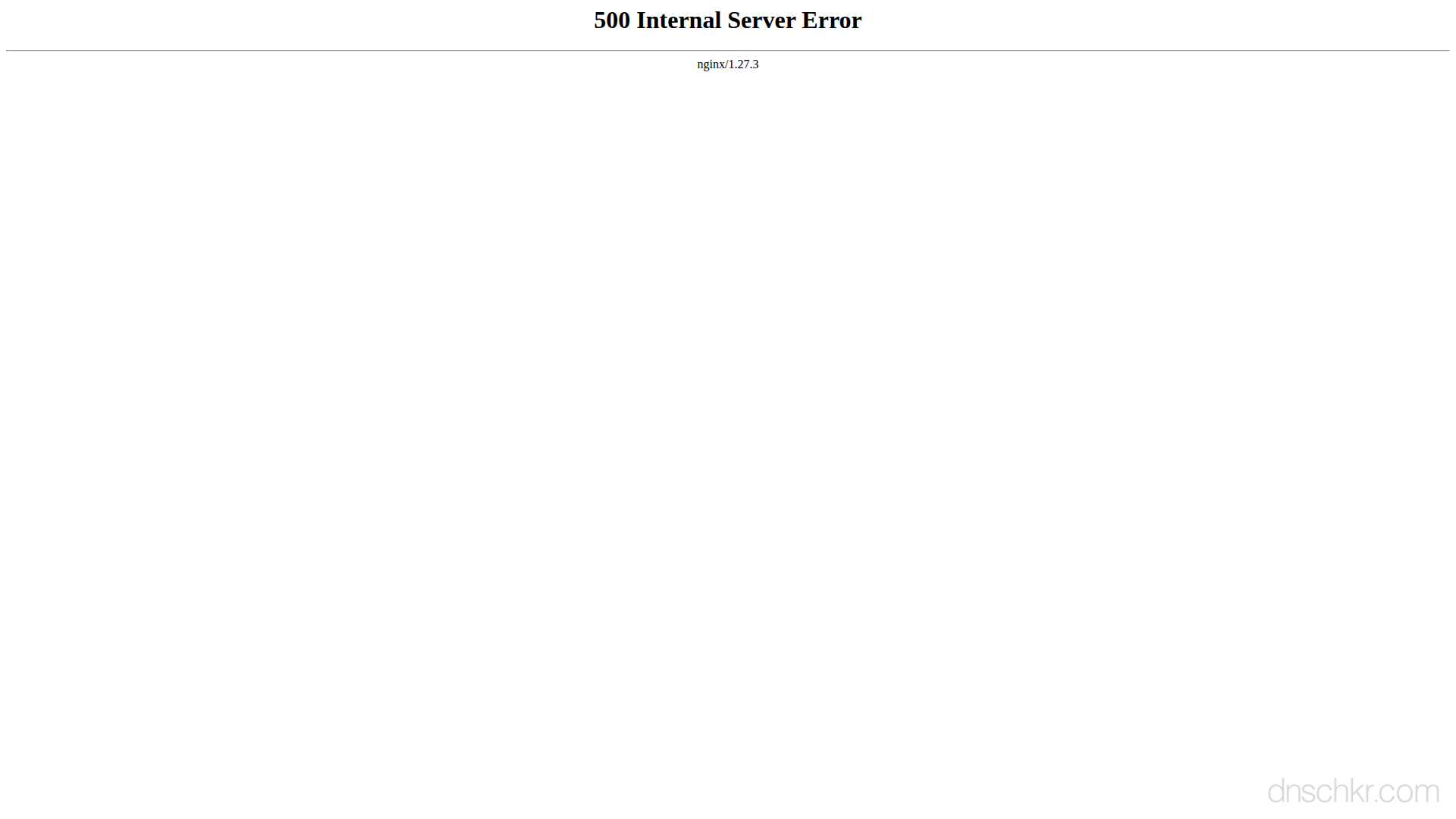 Screenshot of an Nginx 500 Internal Server Error error page in a web browser