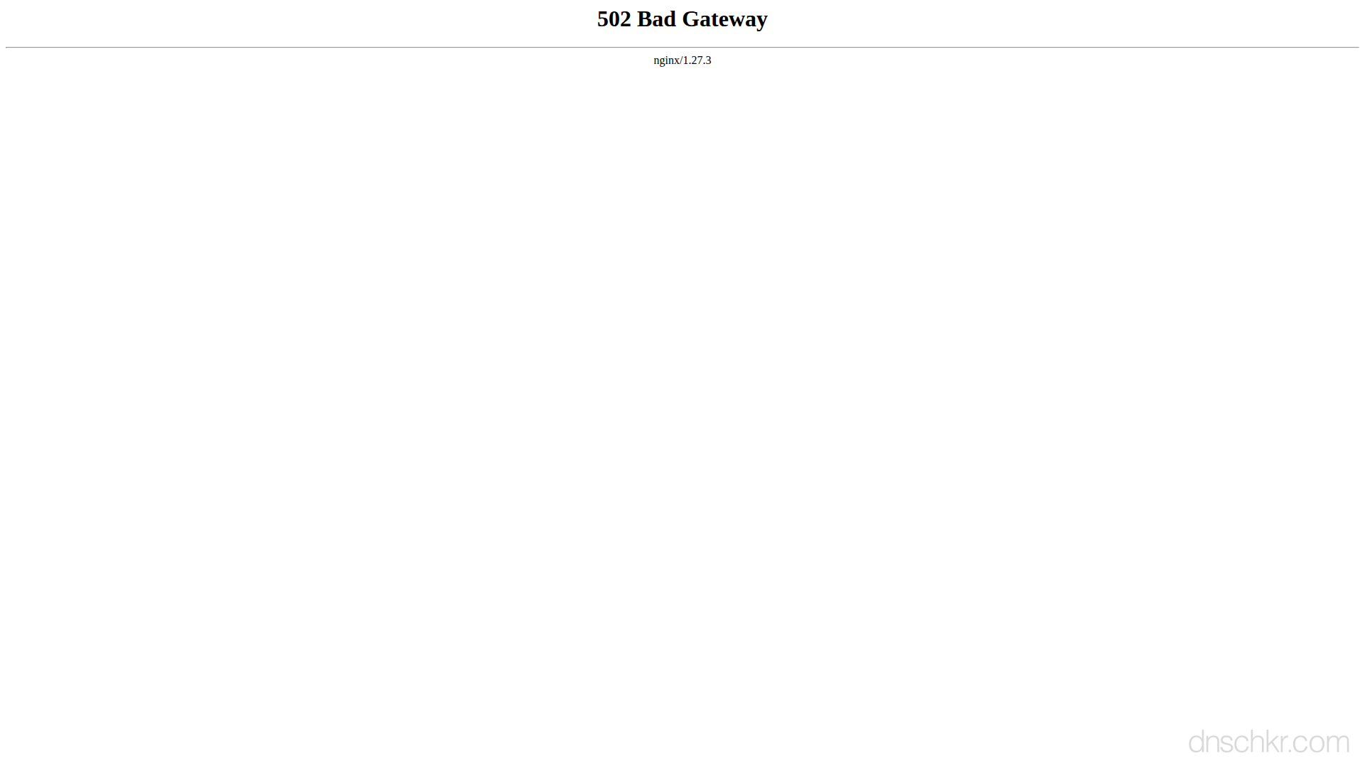 Screenshot of an Nginx 502 Bad Gateway error page in a web browser
