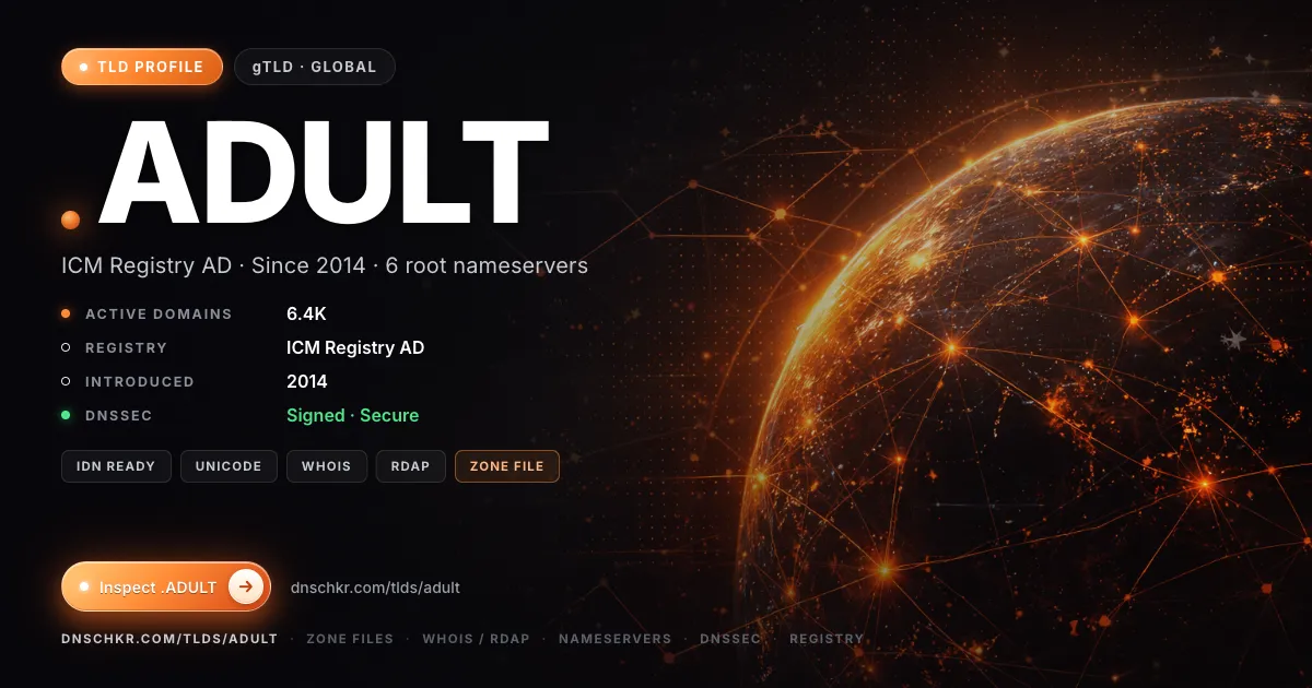 .adult TLD — domains, registry, and DNSSEC overview