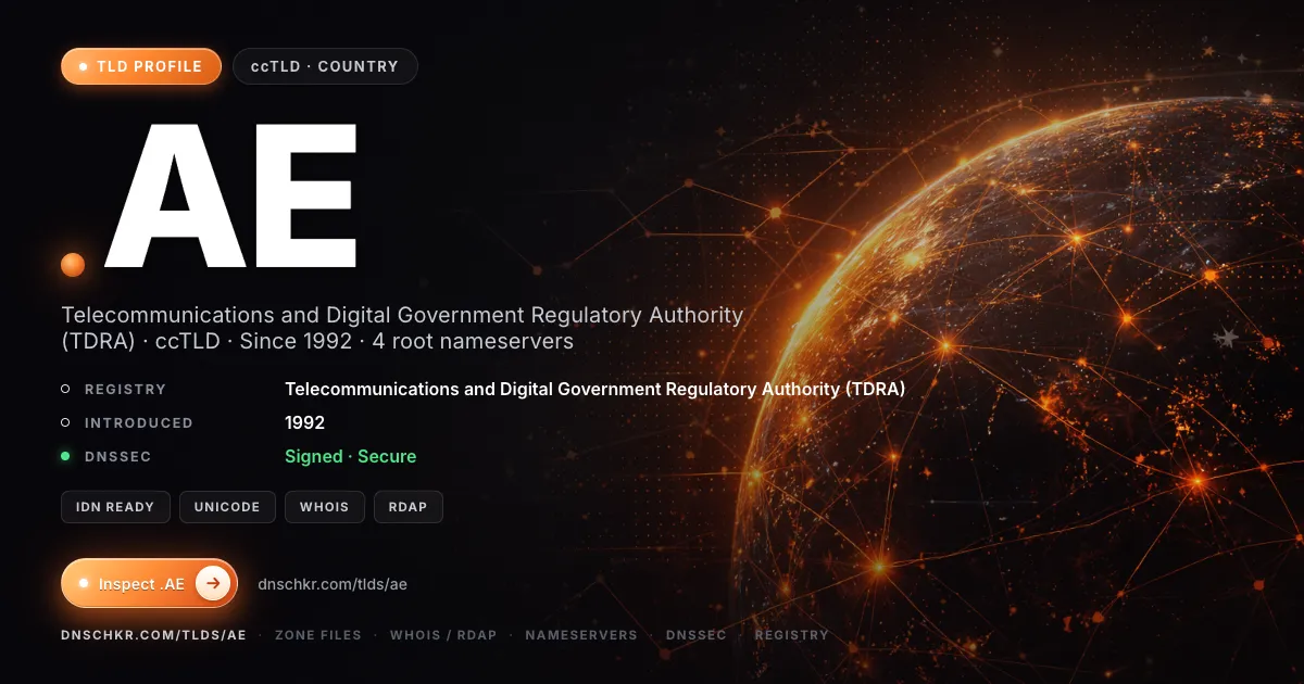 .ae TLD — domains, registry, and DNSSEC overview