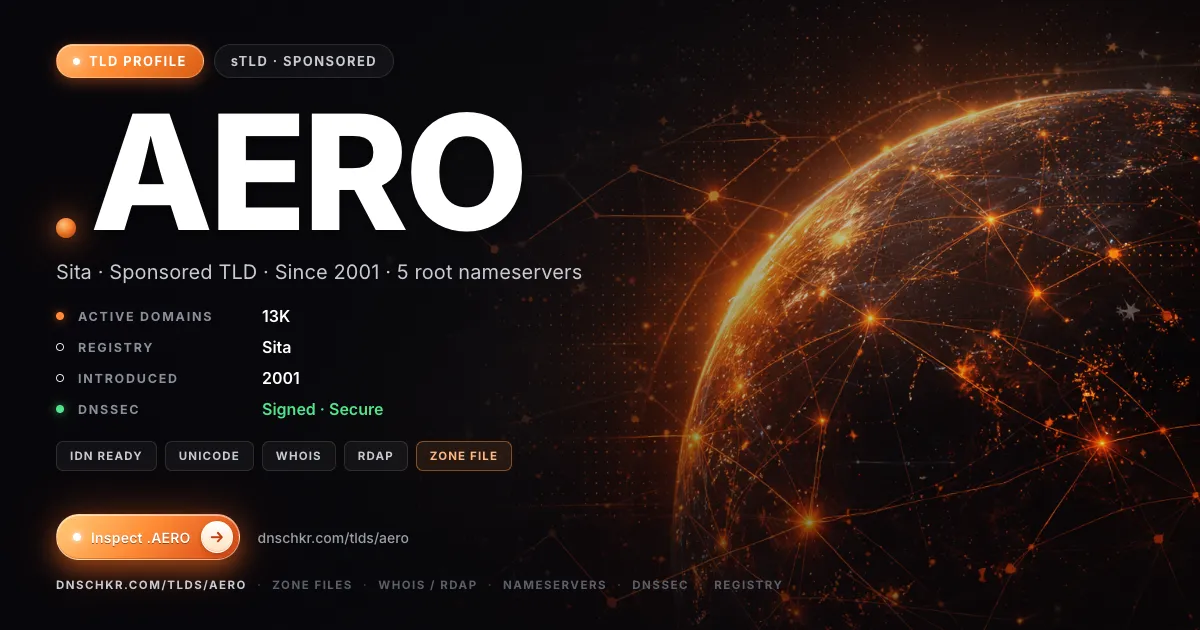 .aero TLD — domains, registry, and DNSSEC overview