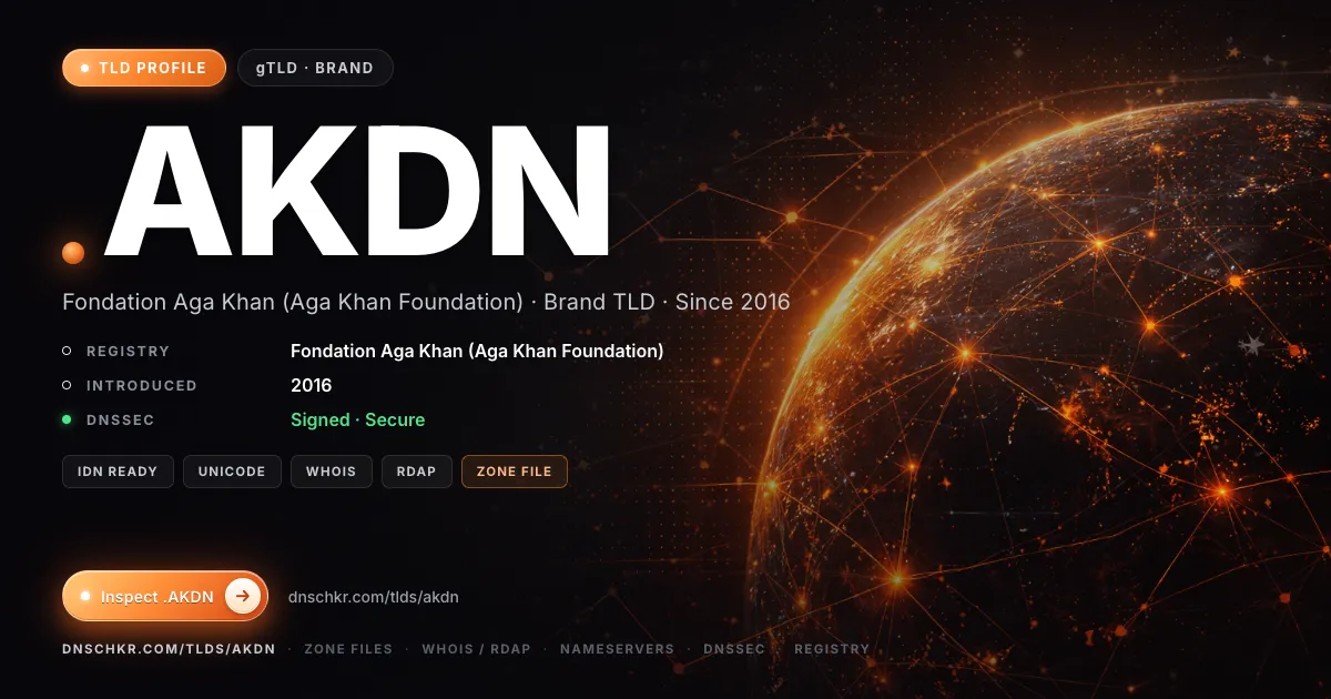 .akdn TLD — domains, registry, and DNSSEC overview