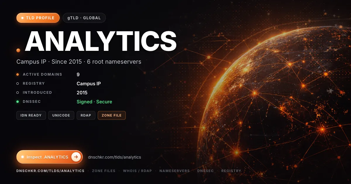.analytics TLD — domains, registry, and DNSSEC overview