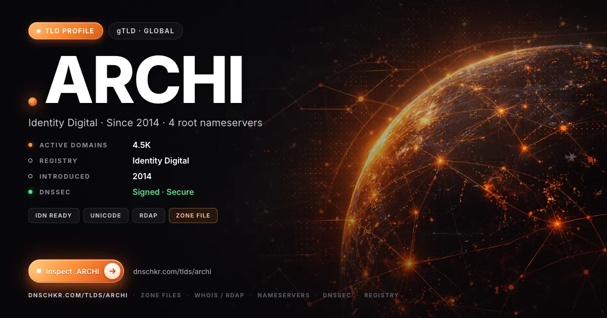.archi TLD — domains, registry, and DNSSEC overview