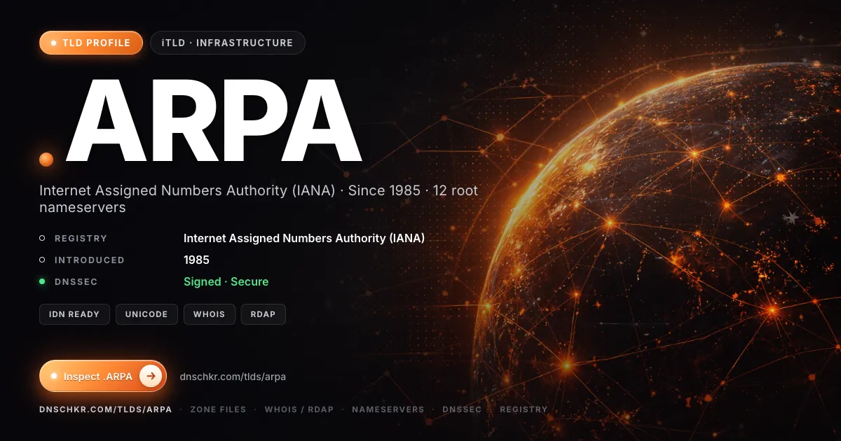 .arpa TLD — domains, registry, and DNSSEC overview