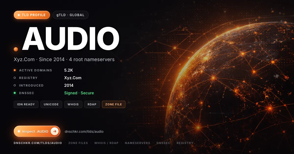 .audio TLD — domains, registry, and DNSSEC overview