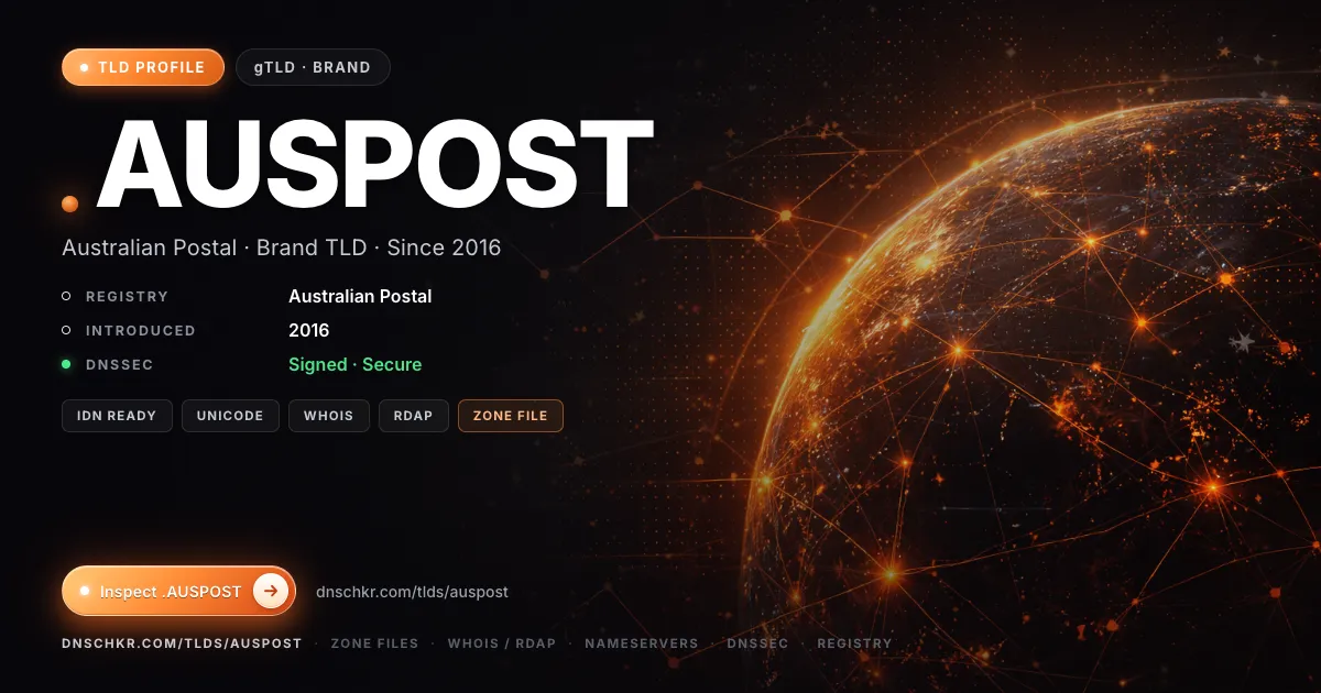 .auspost TLD — domains, registry, and DNSSEC overview