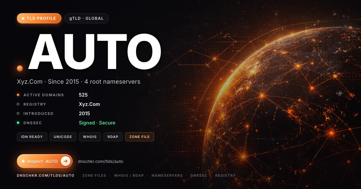 .auto TLD — domains, registry, and DNSSEC overview