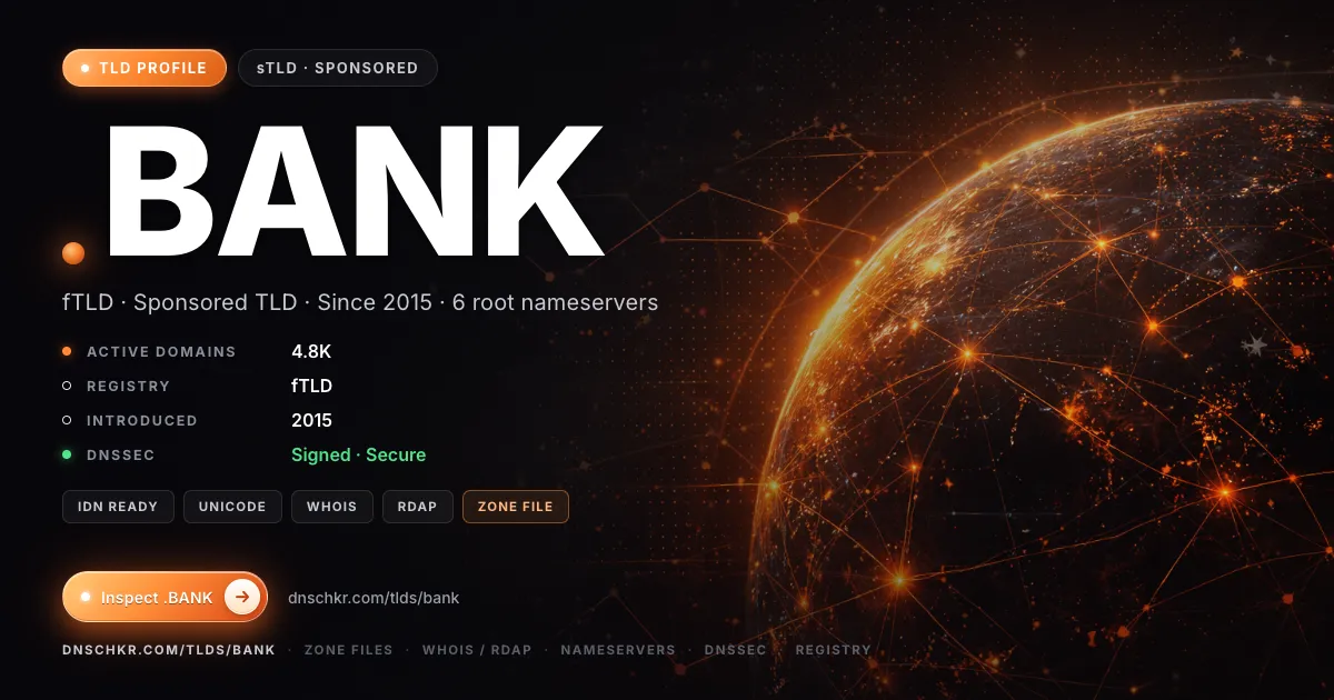 .bank TLD — domains, registry, and DNSSEC overview