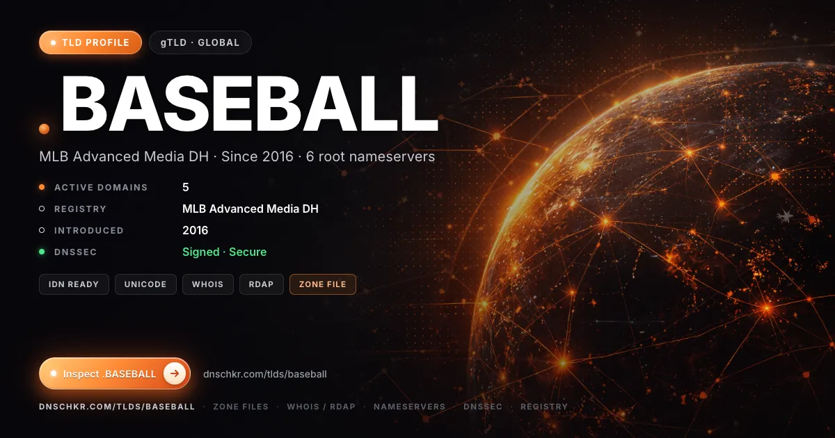 .baseball TLD — domains, registry, and DNSSEC overview