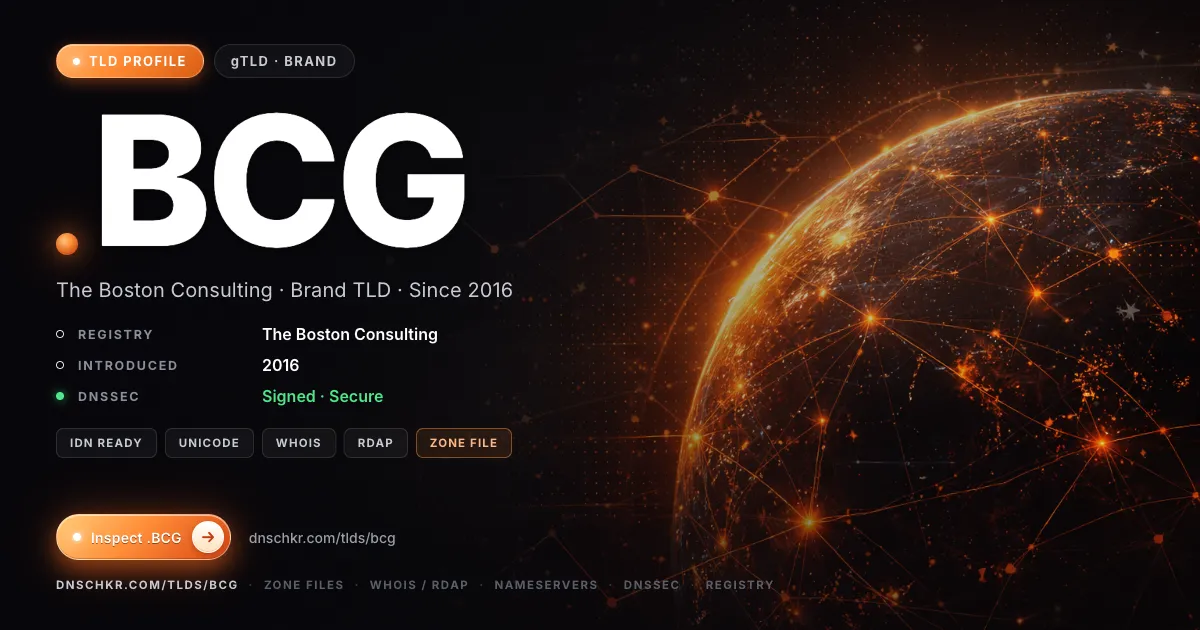 .bcg TLD — domains, registry, and DNSSEC overview