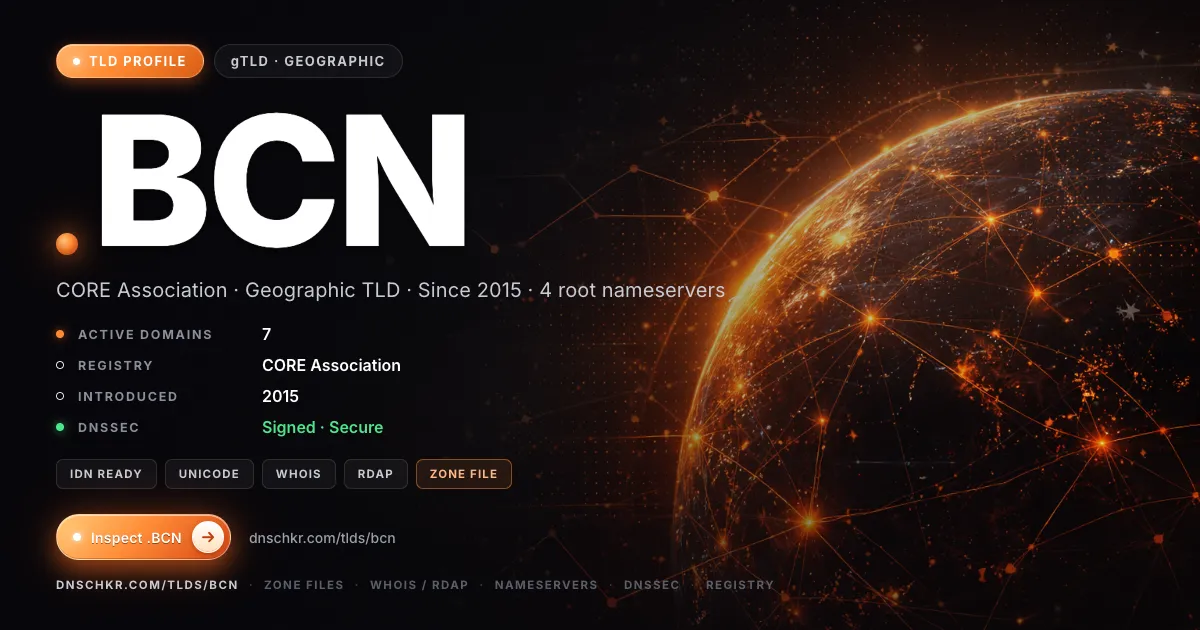 .bcn TLD — domains, registry, and DNSSEC overview