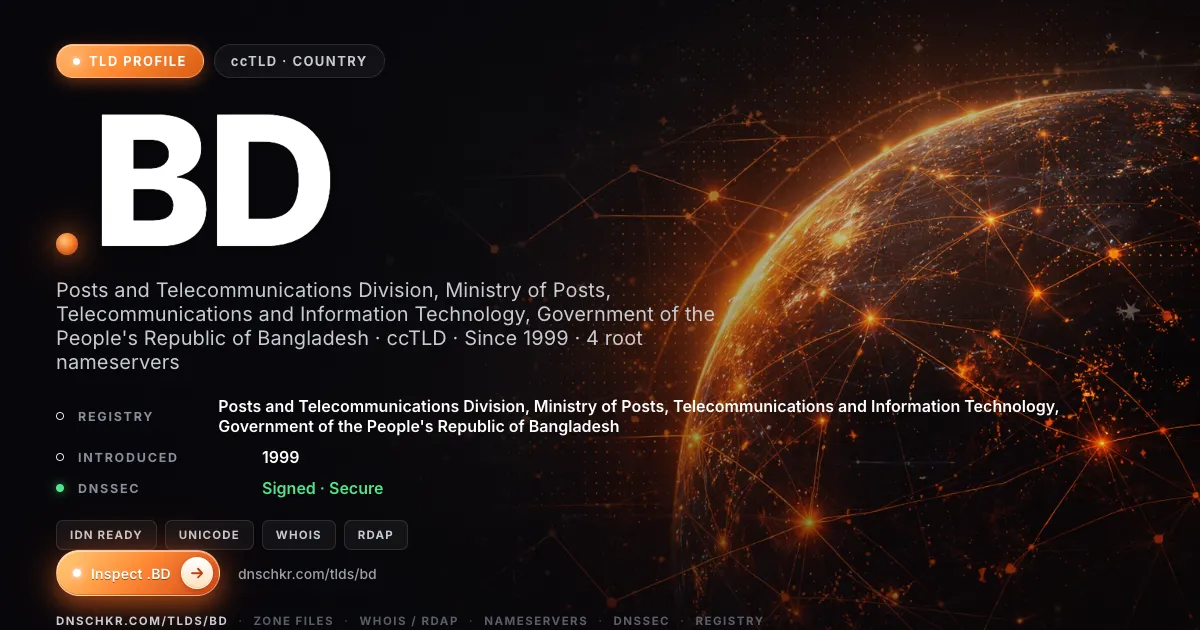 .bd TLD — domains, registry, and DNSSEC overview