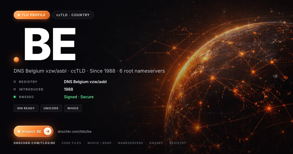 .be TLD — domains, registry, and DNSSEC overview