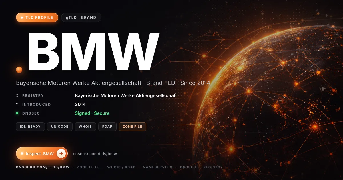 .bmw TLD — domains, registry, and DNSSEC overview