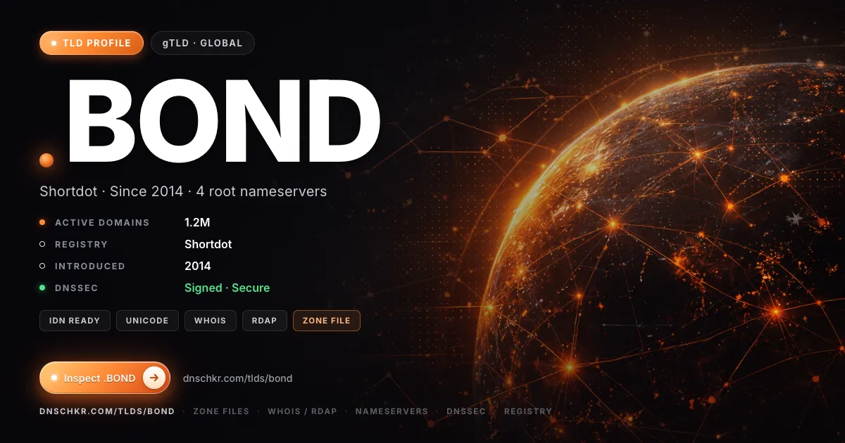 .bond TLD — domains, registry, and DNSSEC overview