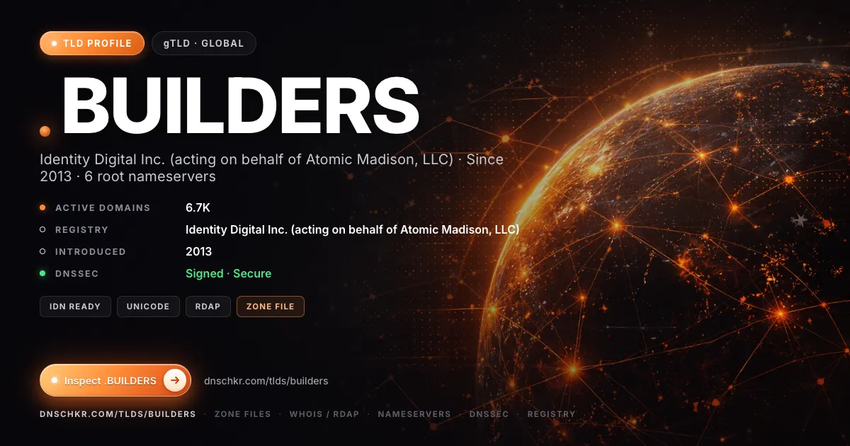 .builders TLD — domains, registry, and DNSSEC overview