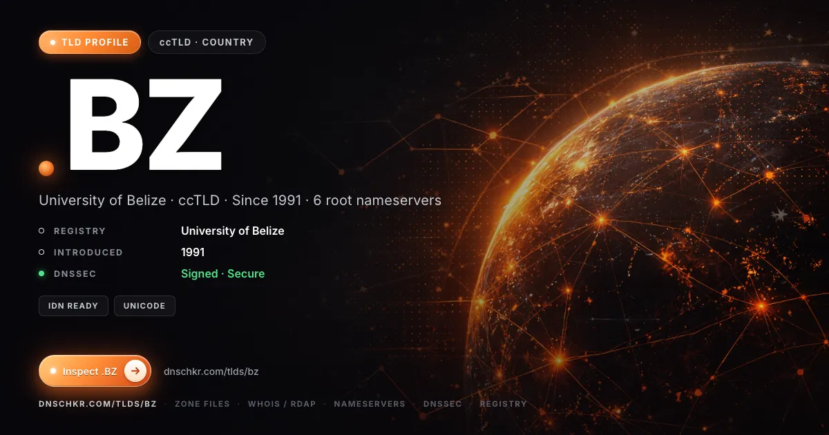 .bz TLD — domains, registry, and DNSSEC overview