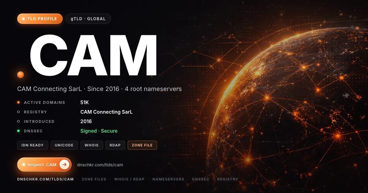 .cam TLD — domains, registry, and DNSSEC overview