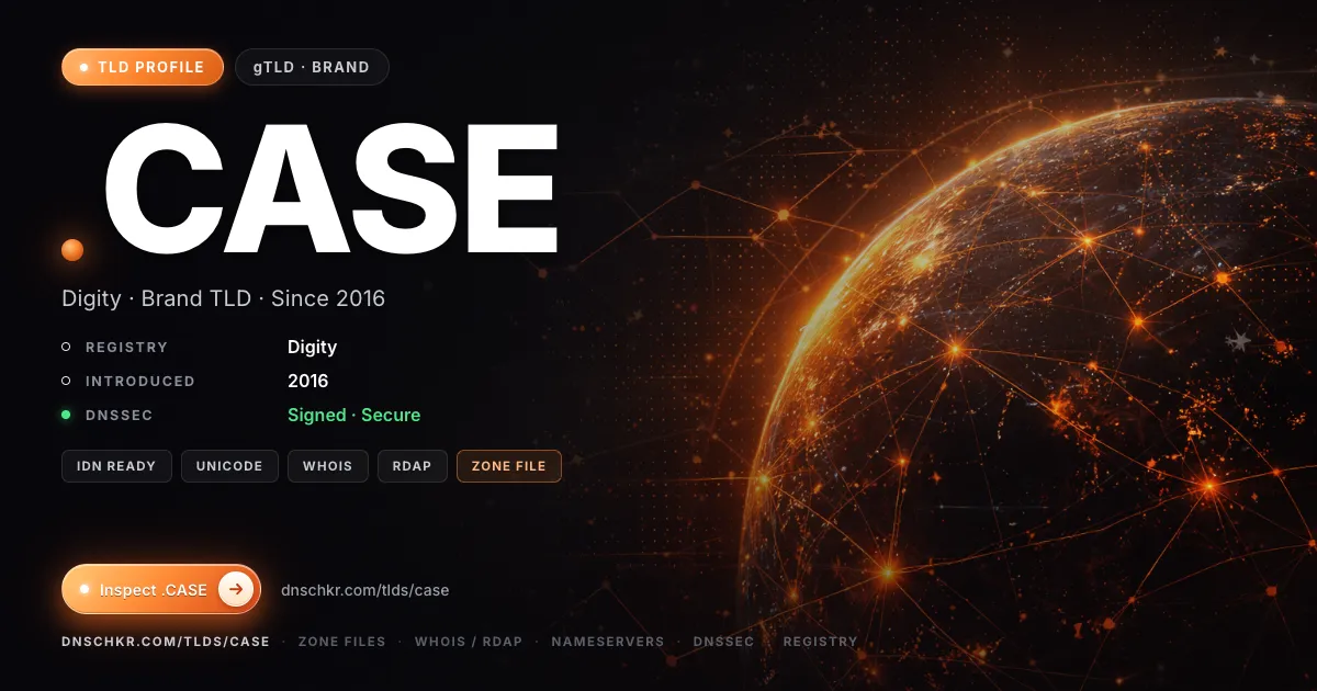 .case TLD — domains, registry, and DNSSEC overview