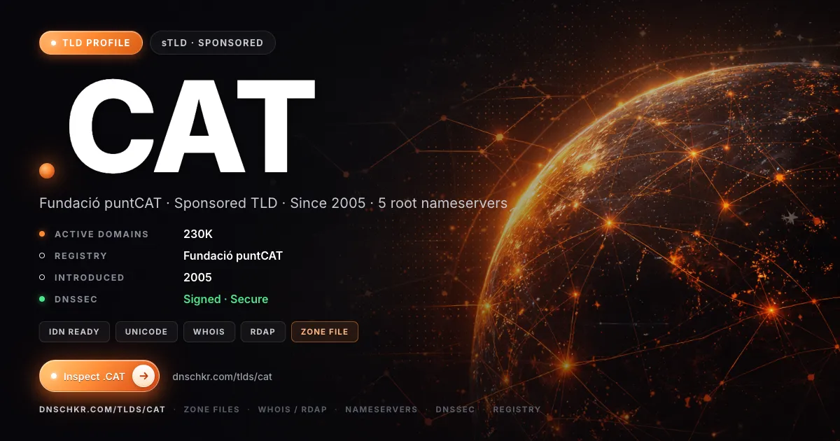 .cat TLD — domains, registry, and DNSSEC overview