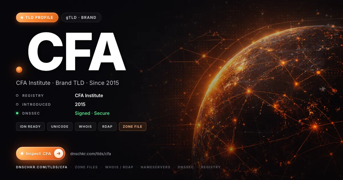 .cfa TLD — domains, registry, and DNSSEC overview