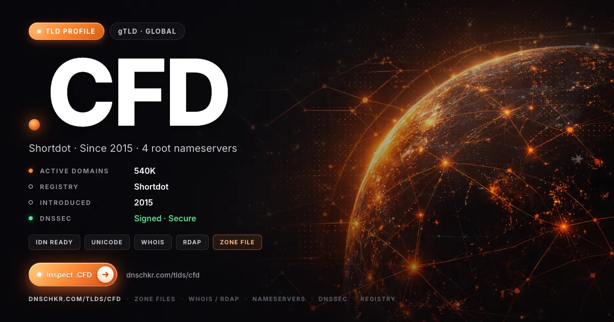 .cfd TLD — domains, registry, and DNSSEC overview