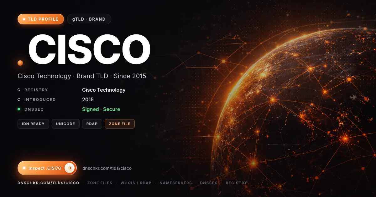 .cisco TLD — domains, registry, and DNSSEC overview