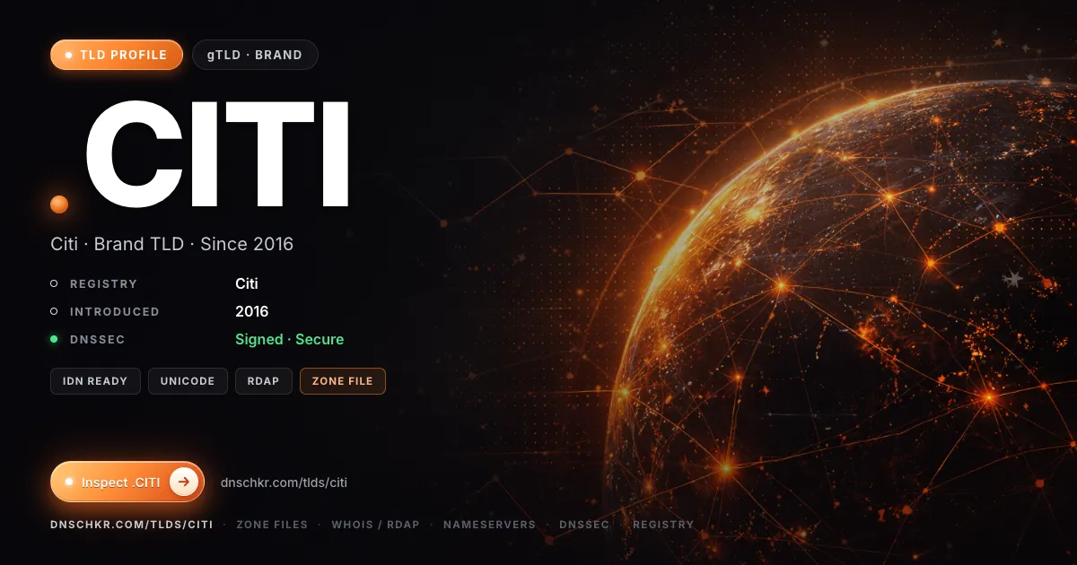 .citi TLD — domains, registry, and DNSSEC overview