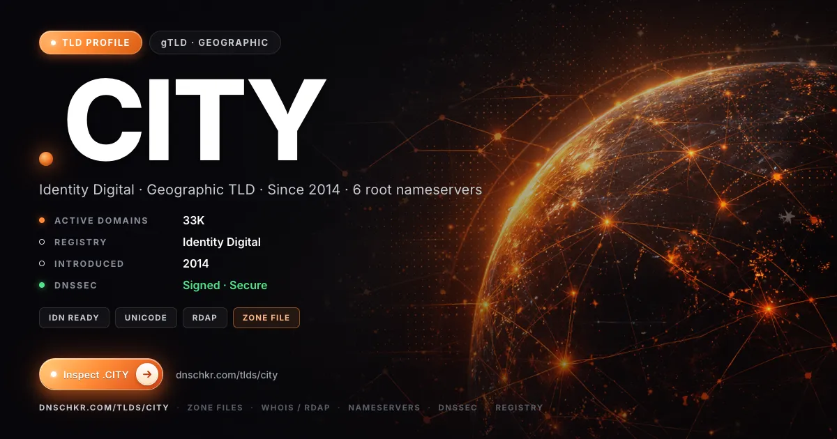 .city TLD — domains, registry, and DNSSEC overview