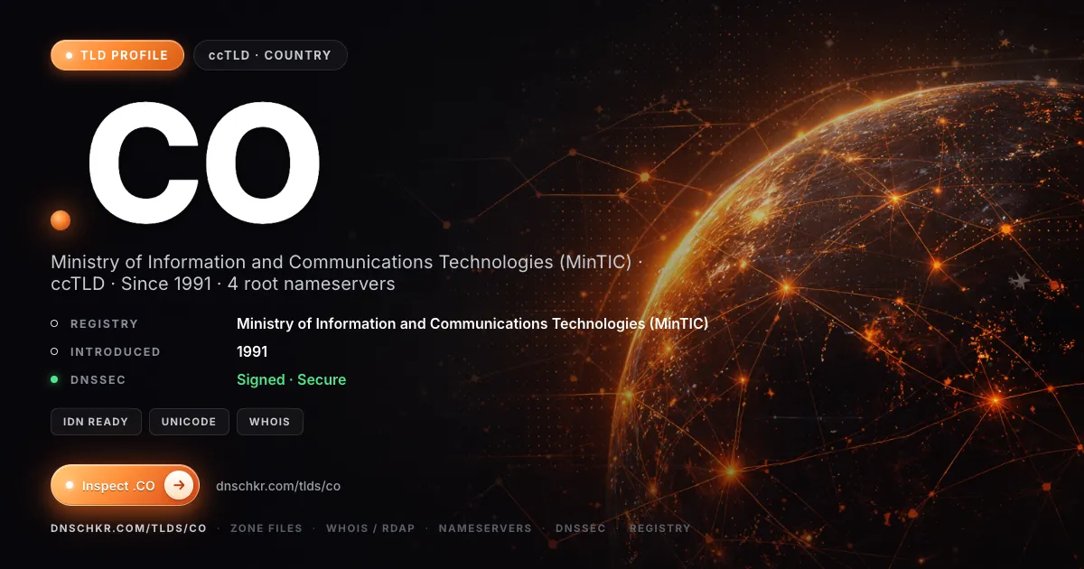 .co TLD — domains, registry, and DNSSEC overview