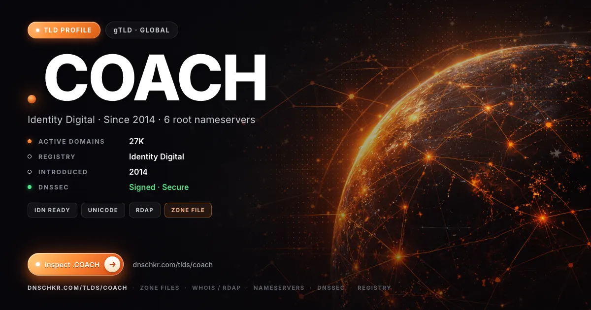 .coach TLD — domains, registry, and DNSSEC overview