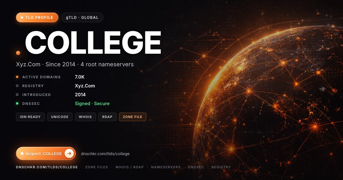 .college TLD — domains, registry, and DNSSEC overview