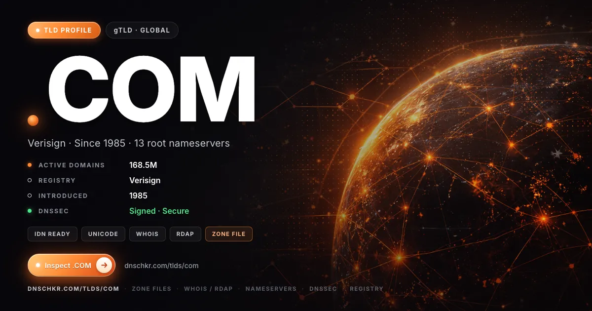 .com TLD — domains, registry, and DNSSEC overview