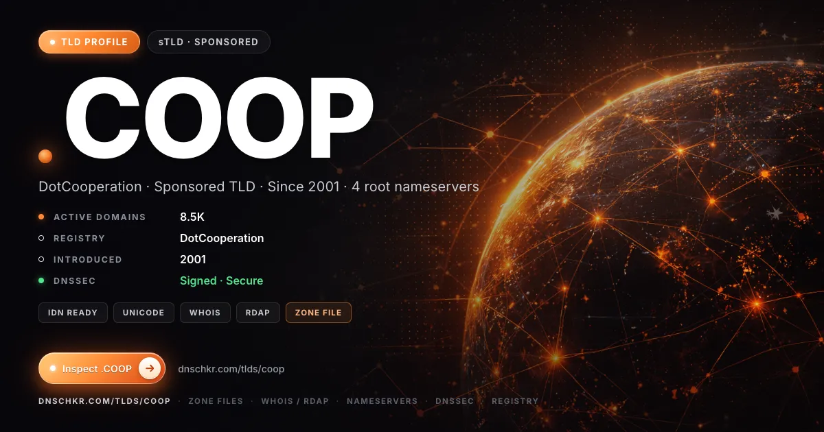 .coop TLD — domains, registry, and DNSSEC overview