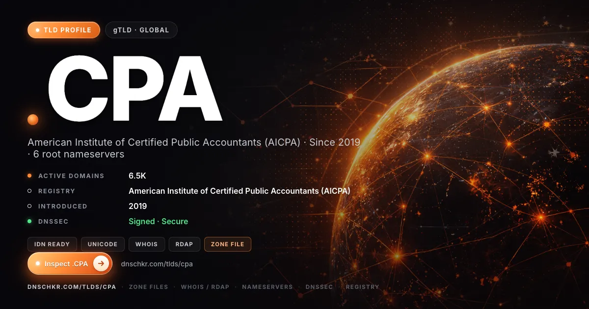.cpa TLD — domains, registry, and DNSSEC overview