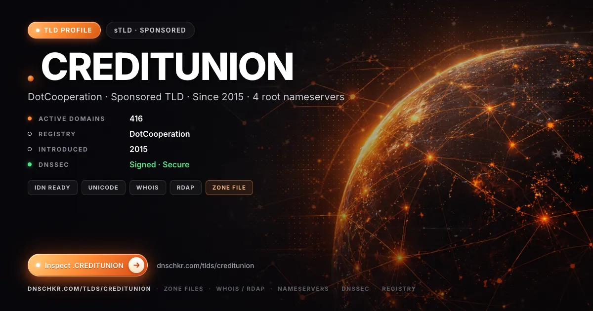 .creditunion TLD — domains, registry, and DNSSEC overview