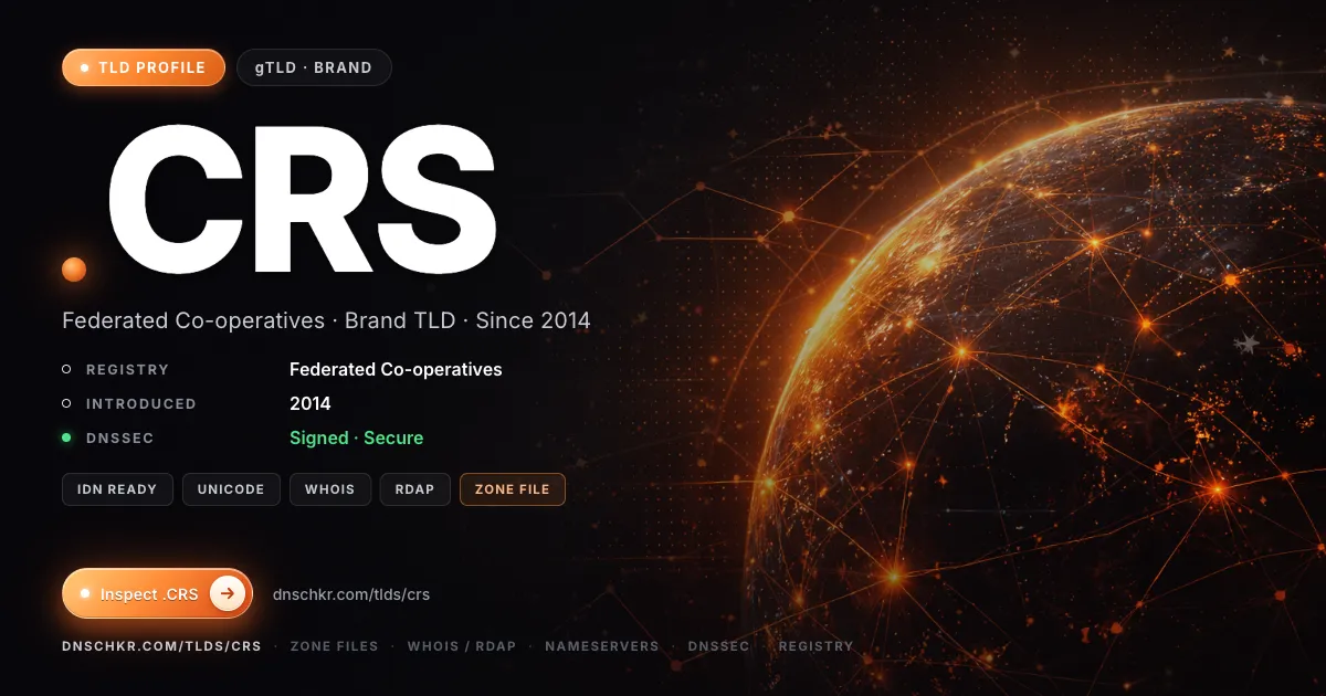 .crs TLD — domains, registry, and DNSSEC overview