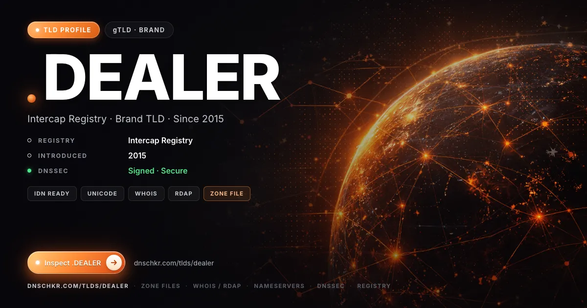 .dealer TLD — domains, registry, and DNSSEC overview