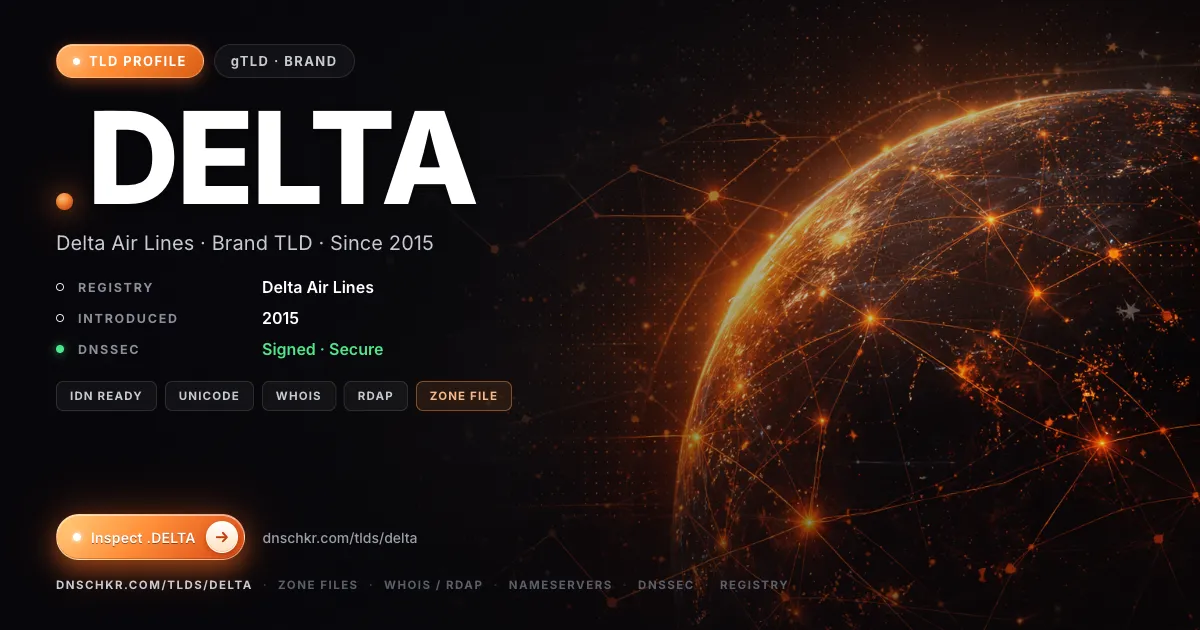 .delta TLD — domains, registry, and DNSSEC overview