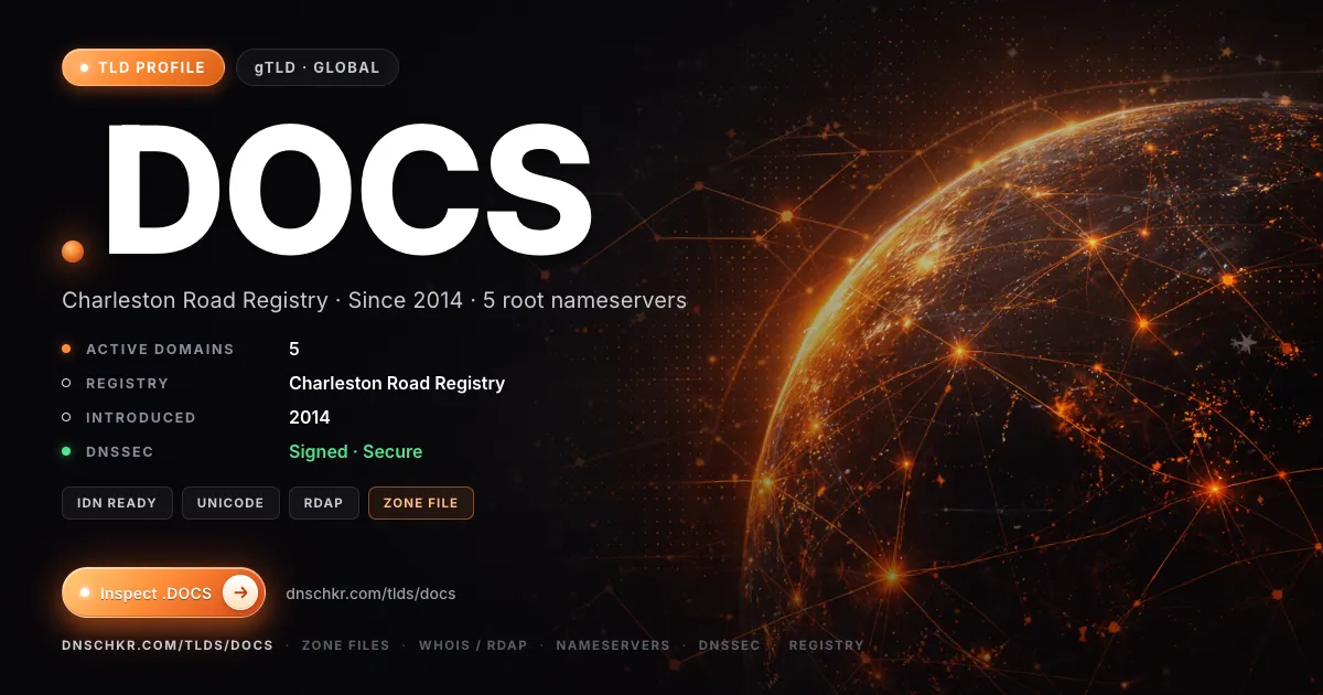 .docs TLD — domains, registry, and DNSSEC overview