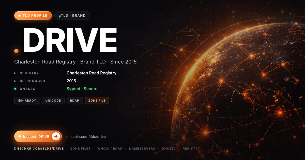 .drive TLD — domains, registry, and DNSSEC overview