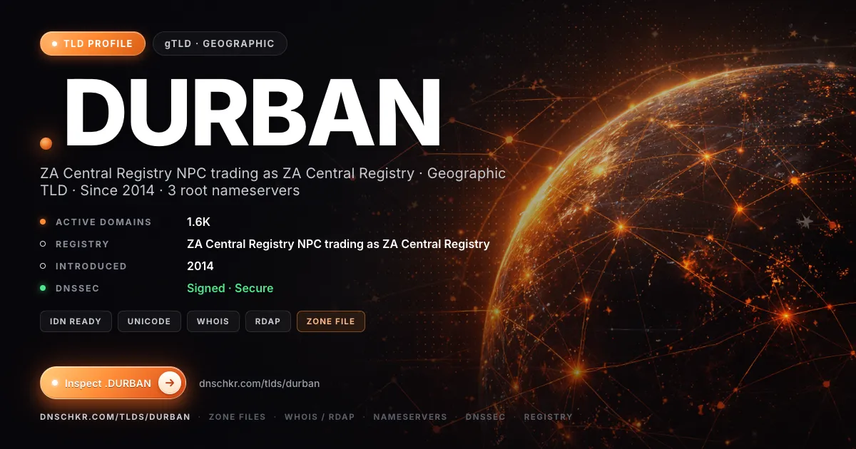 .durban TLD — domains, registry, and DNSSEC overview