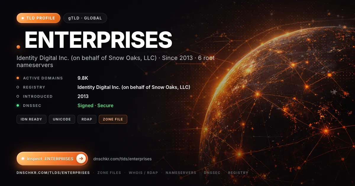 .enterprises TLD — domains, registry, and DNSSEC overview