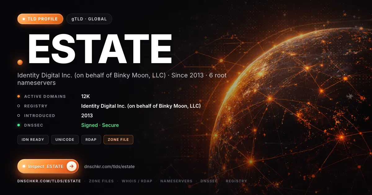 .estate TLD — domains, registry, and DNSSEC overview