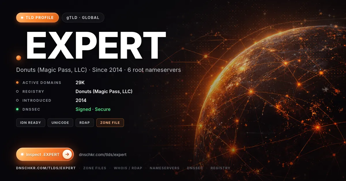 .expert TLD — domains, registry, and DNSSEC overview