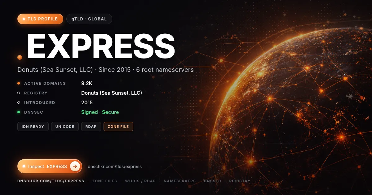 .express TLD — domains, registry, and DNSSEC overview